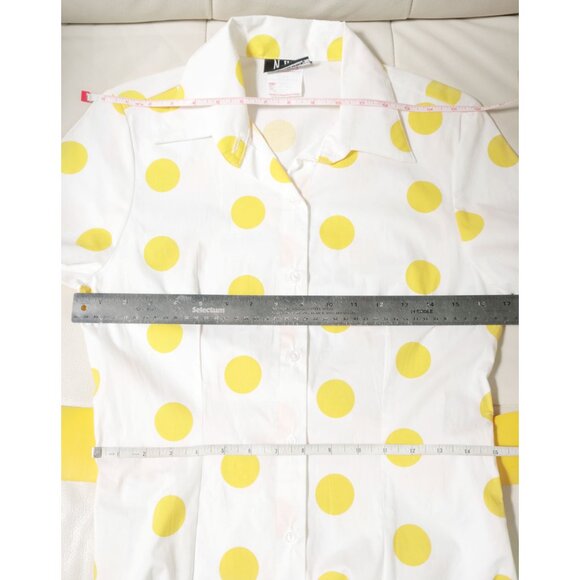 NWD Yellow Polka Dot Belted Button Up Blouse - Picture 5 of 5